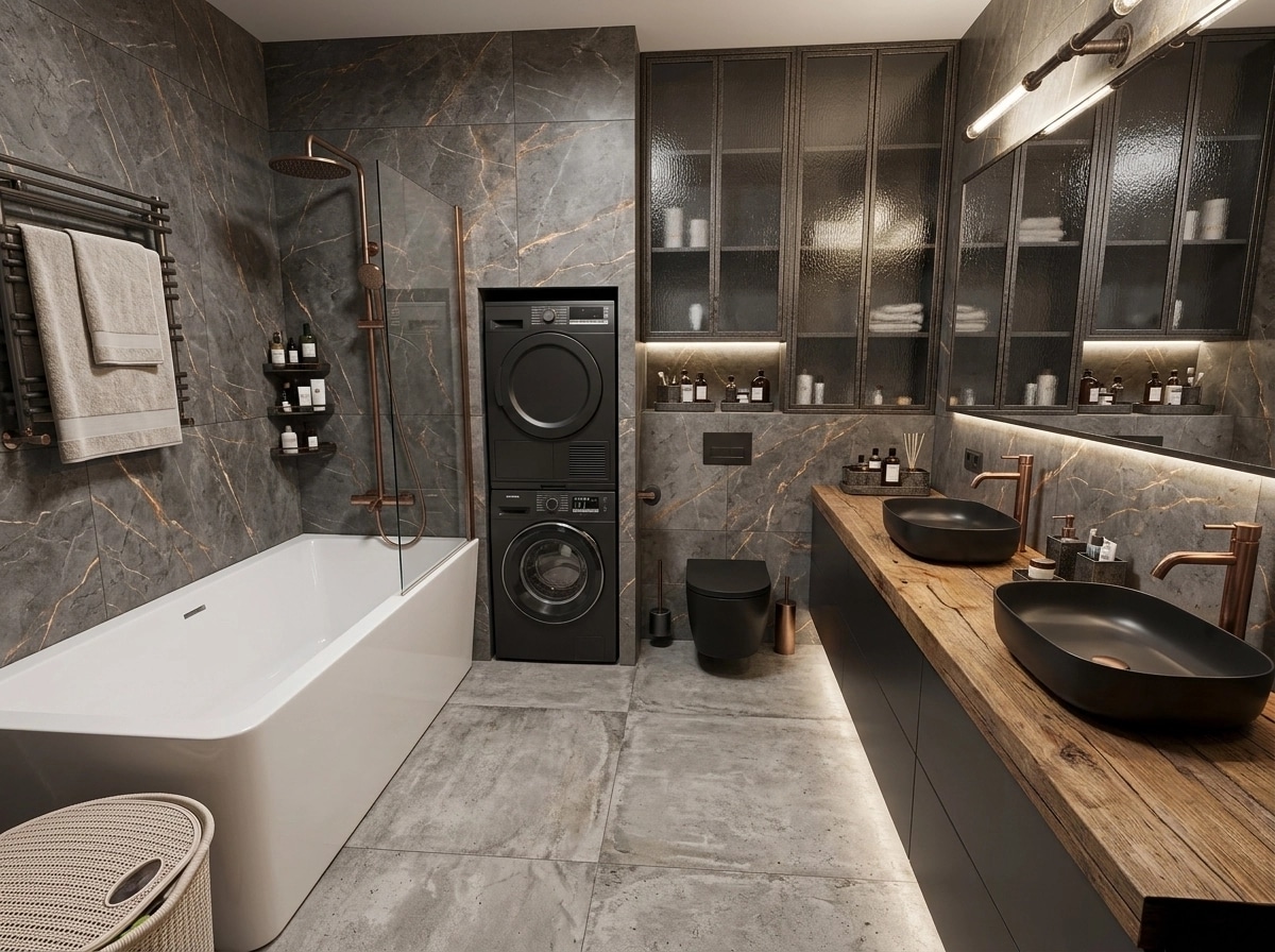 Interior design in Loft / Industrial style — Bathroom by GenRoom AI