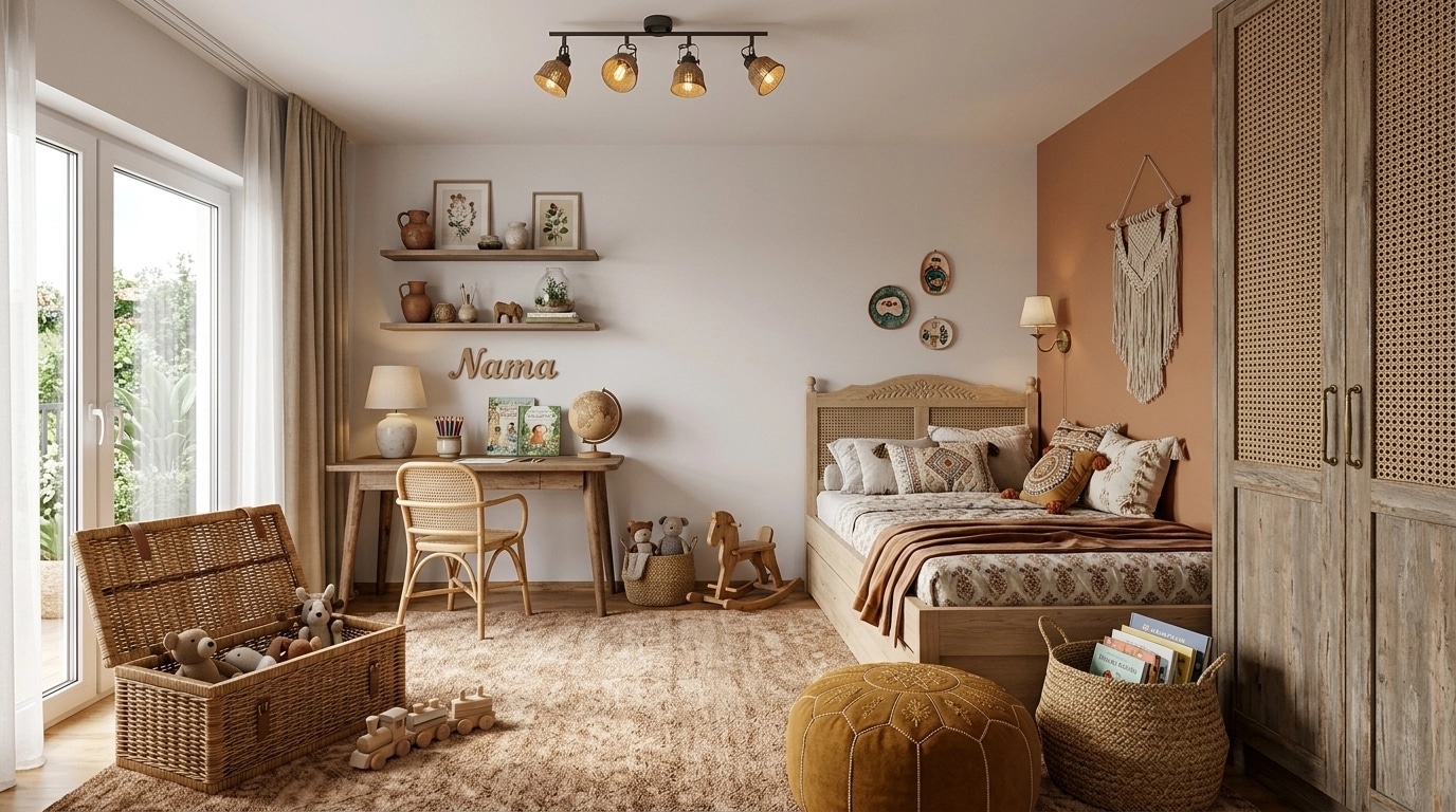 Bohemian Kids Room design — interior photo by GenRoom AI