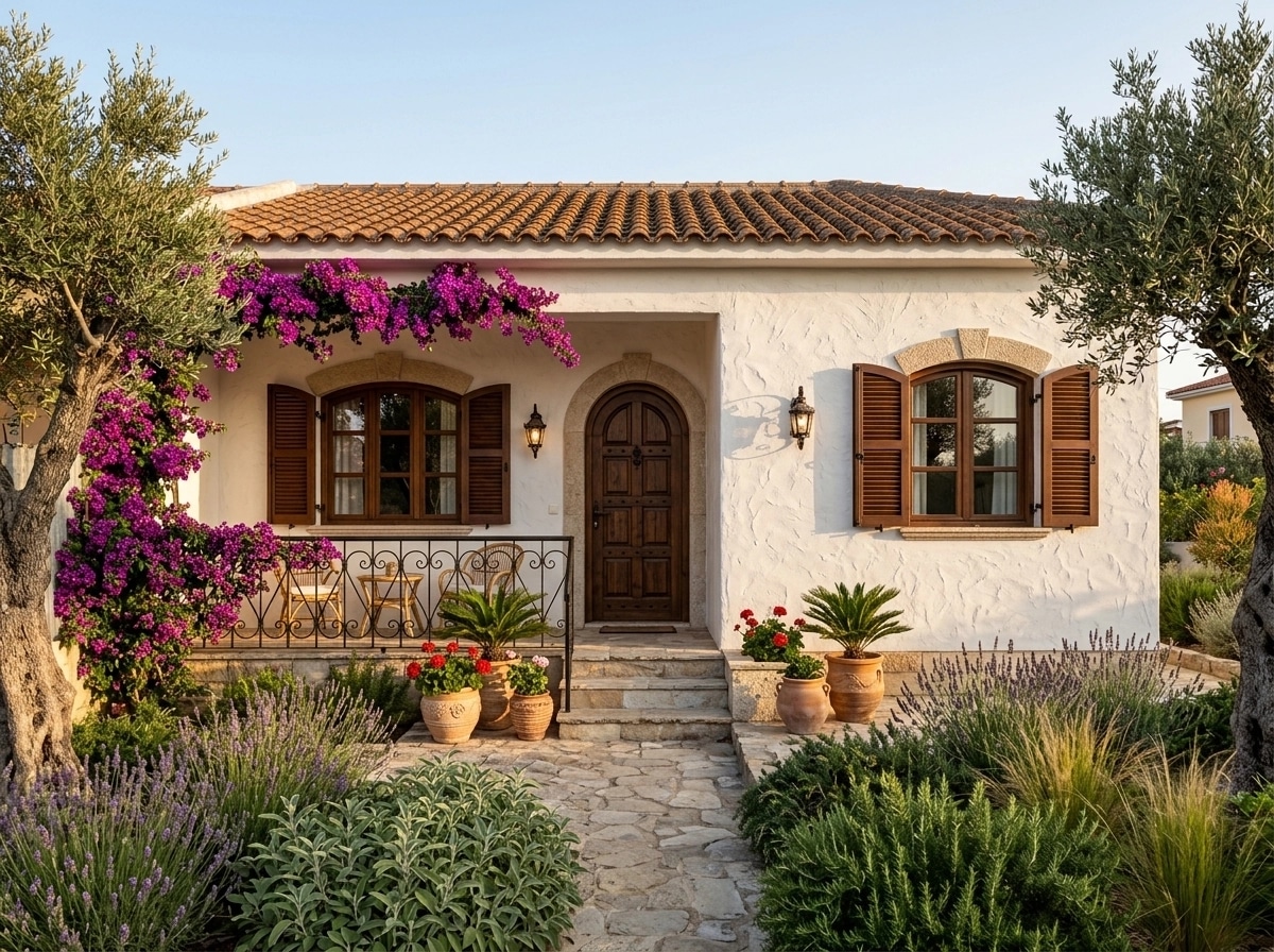 Diseño de fachada en estilo Mediterranean Facade — Fachada por GenRoom AI
