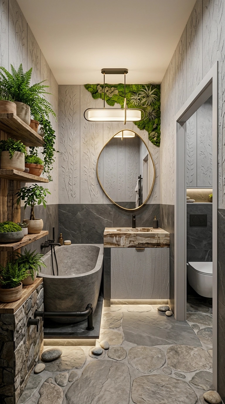 Bathroom interior in Biophilic style — photo by GenRoom AI