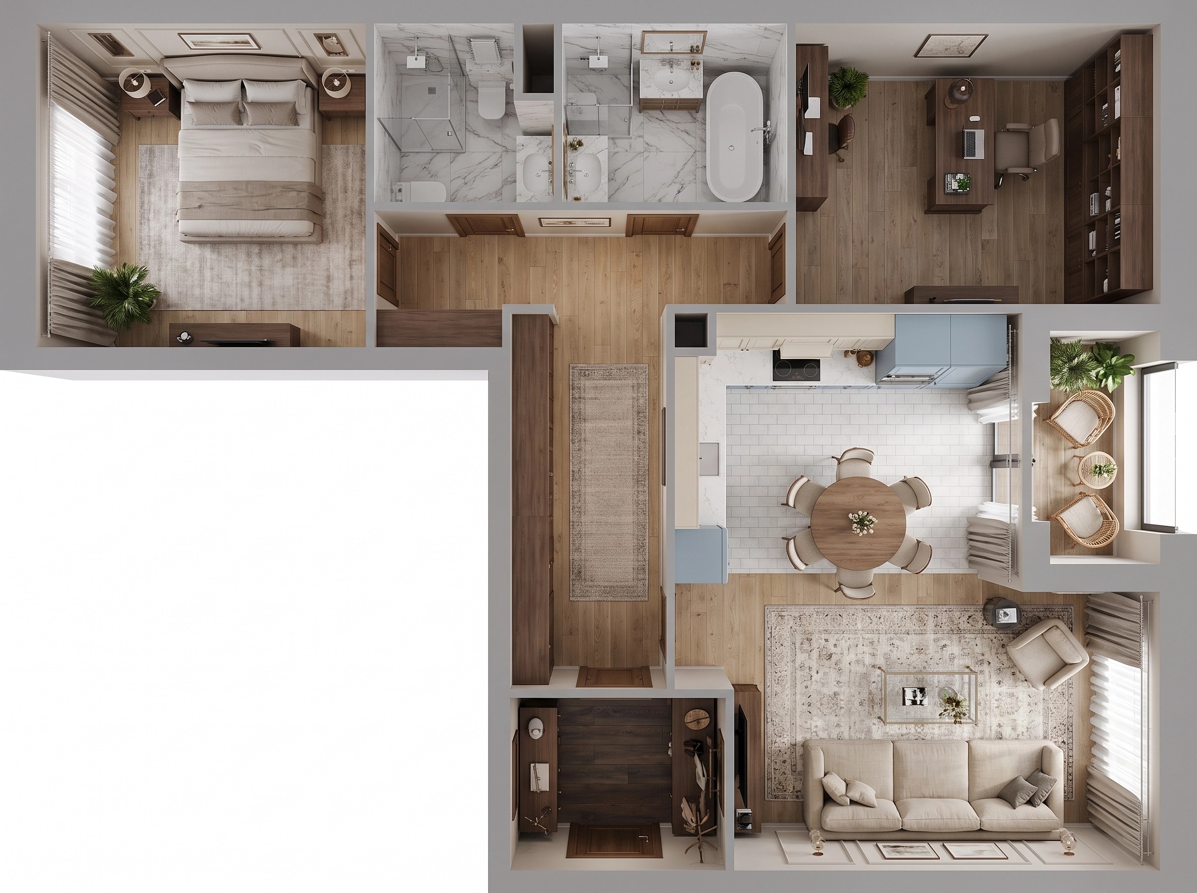Transitional Living Room design — interior photo by GenRoom AI