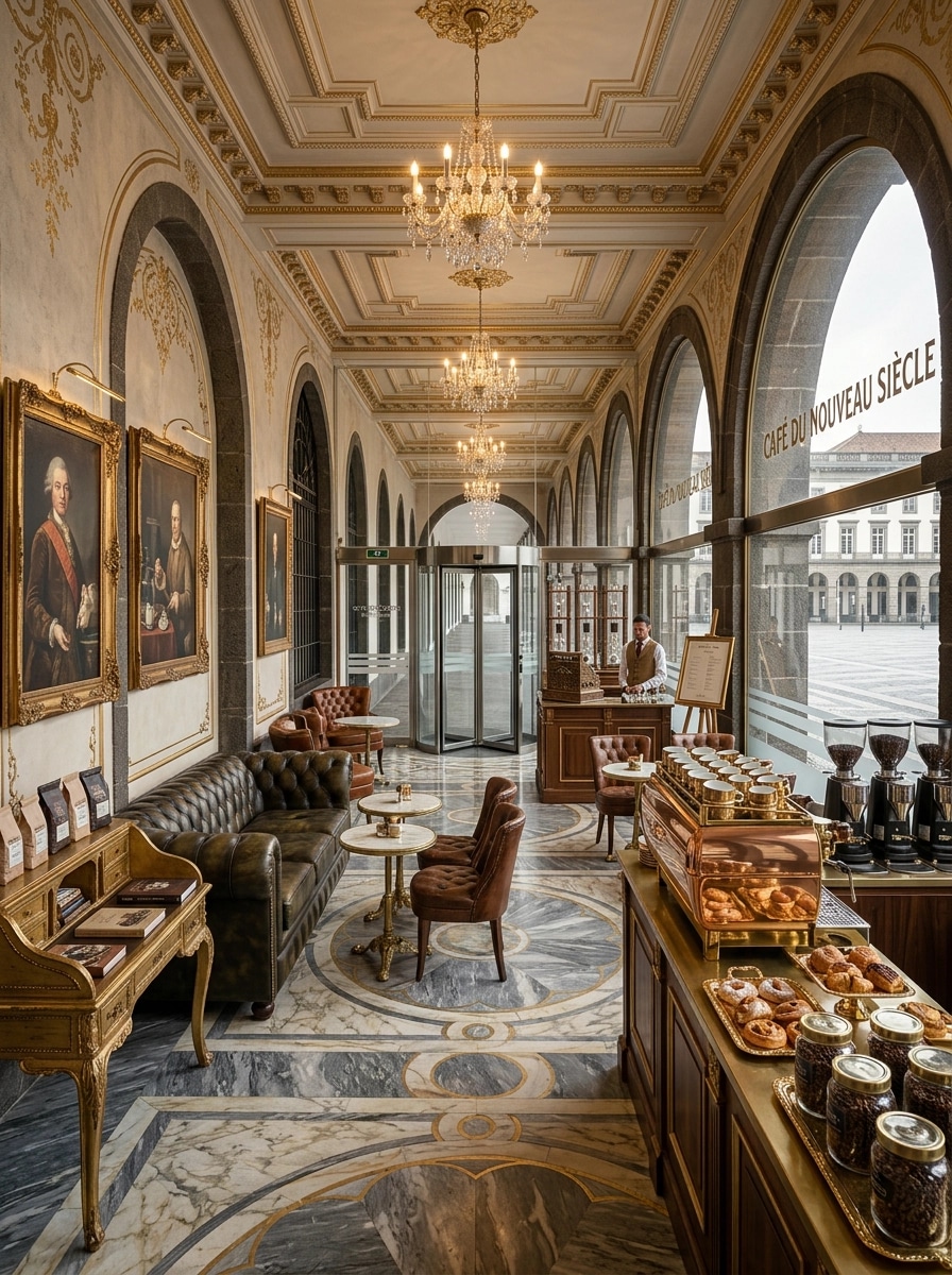 Interior design in Neoclassic style — coffee_shop by GenRoom AI