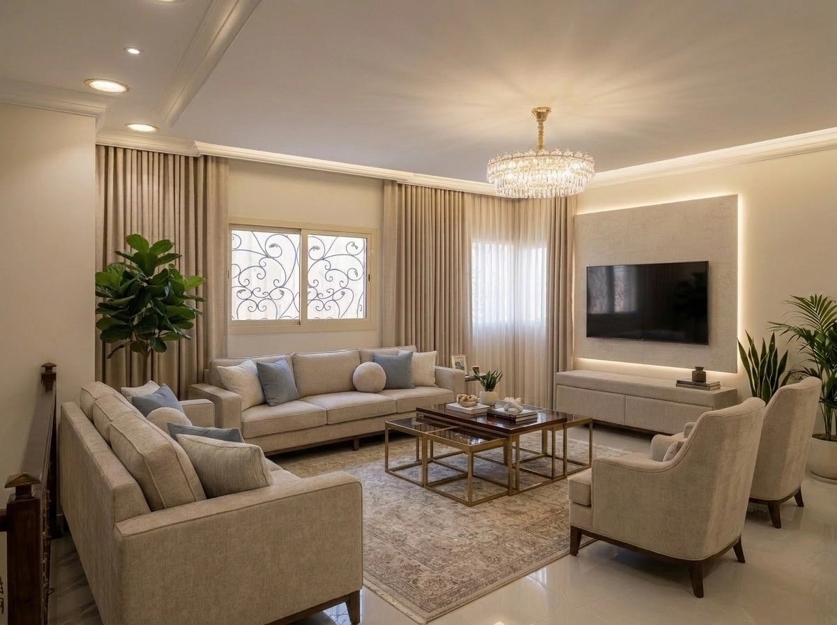 Transitional Living Room design — interior photo by GenRoom AI