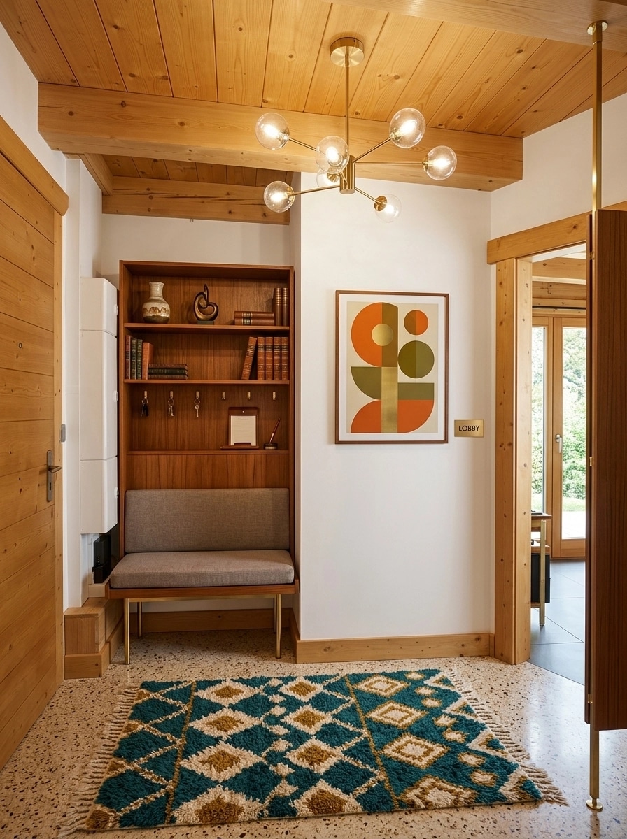 التصميم الداخلي بنمط Mid-Century Modern — lobby من GenRoom AI