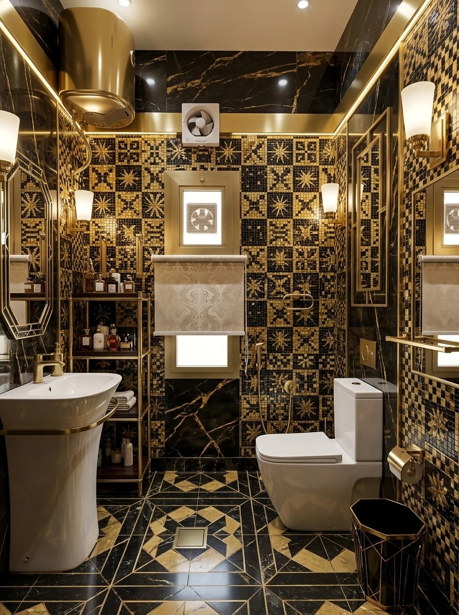 Bathroom interior in Art Deco style — photo by GenRoom AI