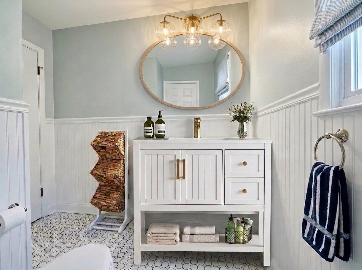Interior design in Coastal / Hamptons style — Bathroom by GenRoom AI