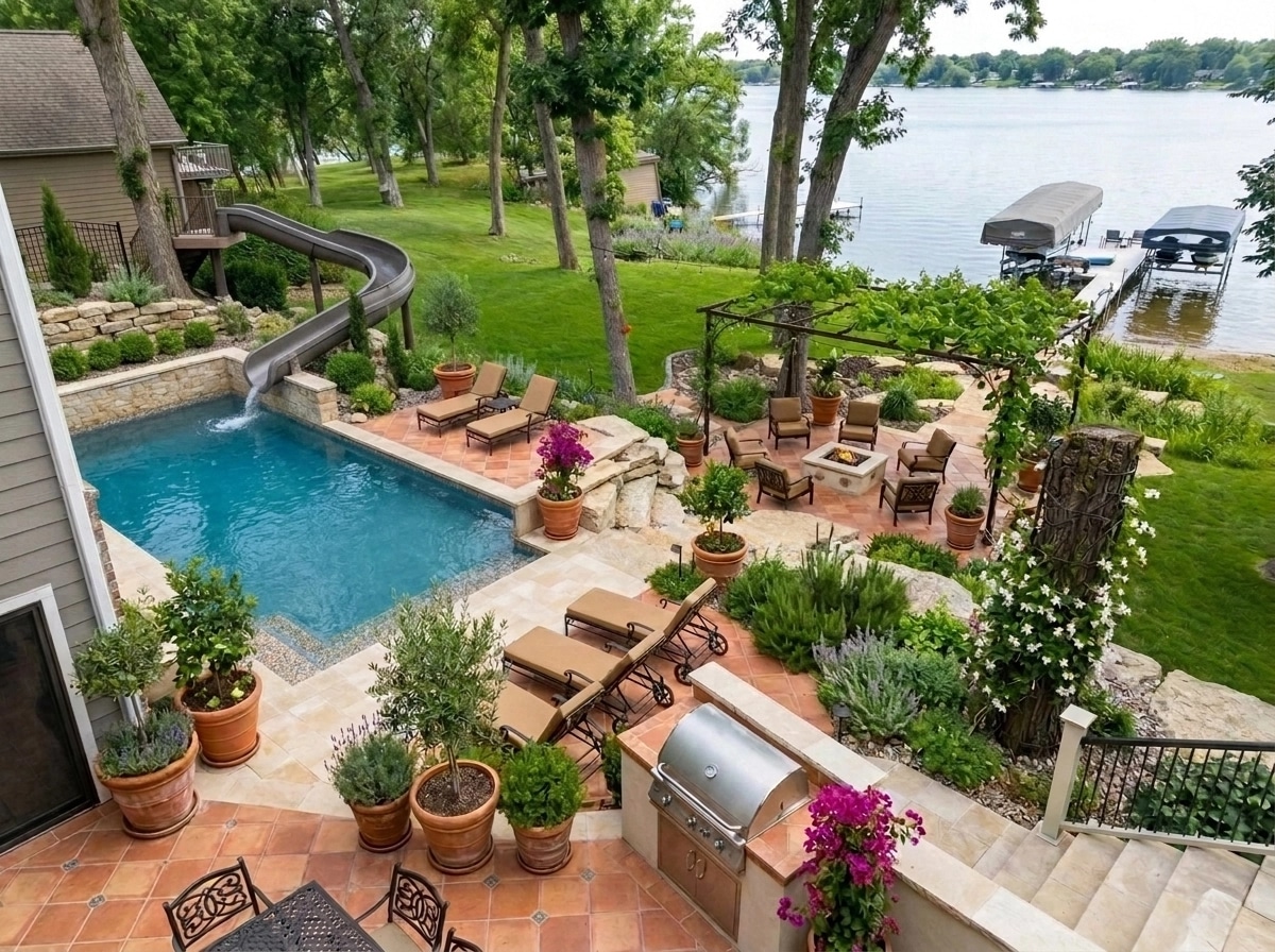 Landscape design in Mediterranean Yard style — Yard by GenRoom AI