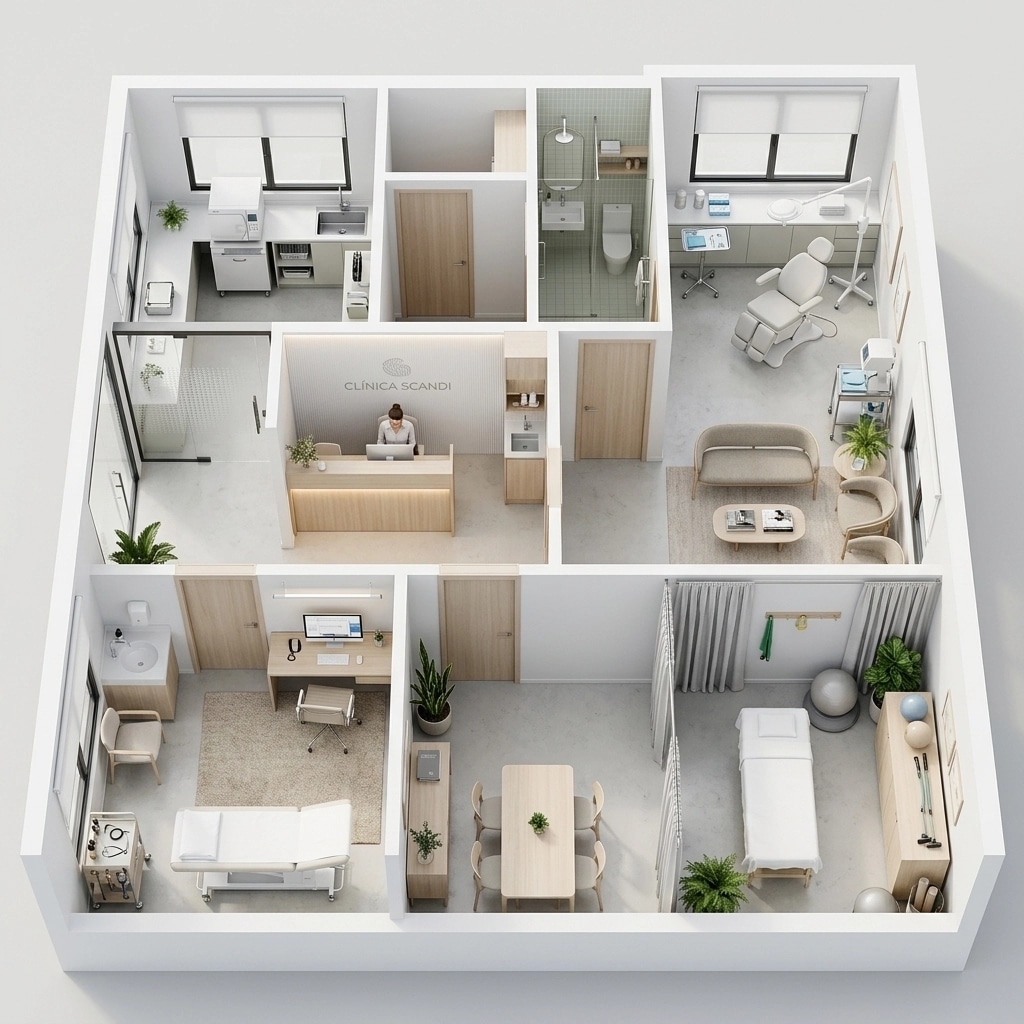 Interior design in Scandinavian style — clinic by GenRoom AI
