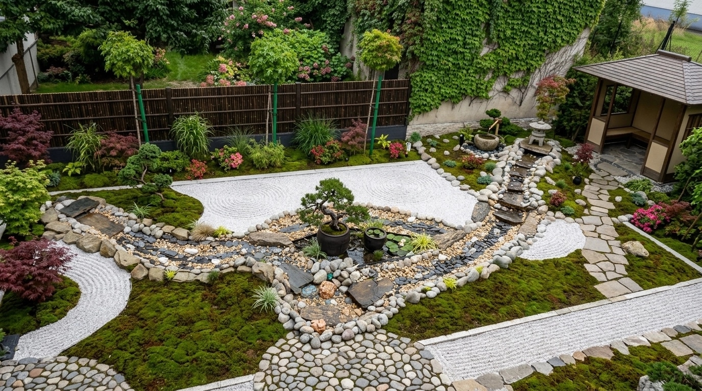 Design paysager en style Japanese Garden — Jardin par GenRoom AI