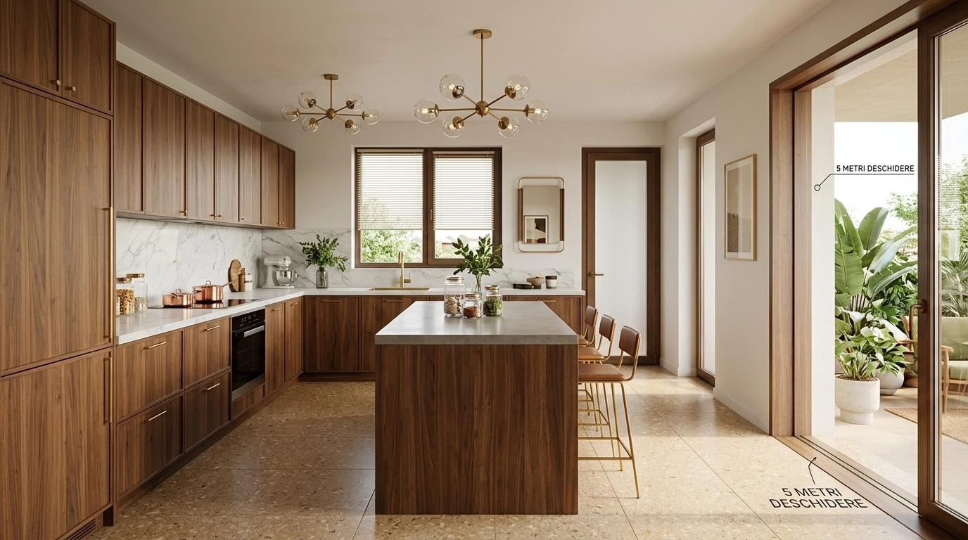 Kitchen interior in Mid-Century Modern style — photo by GenRoom AI