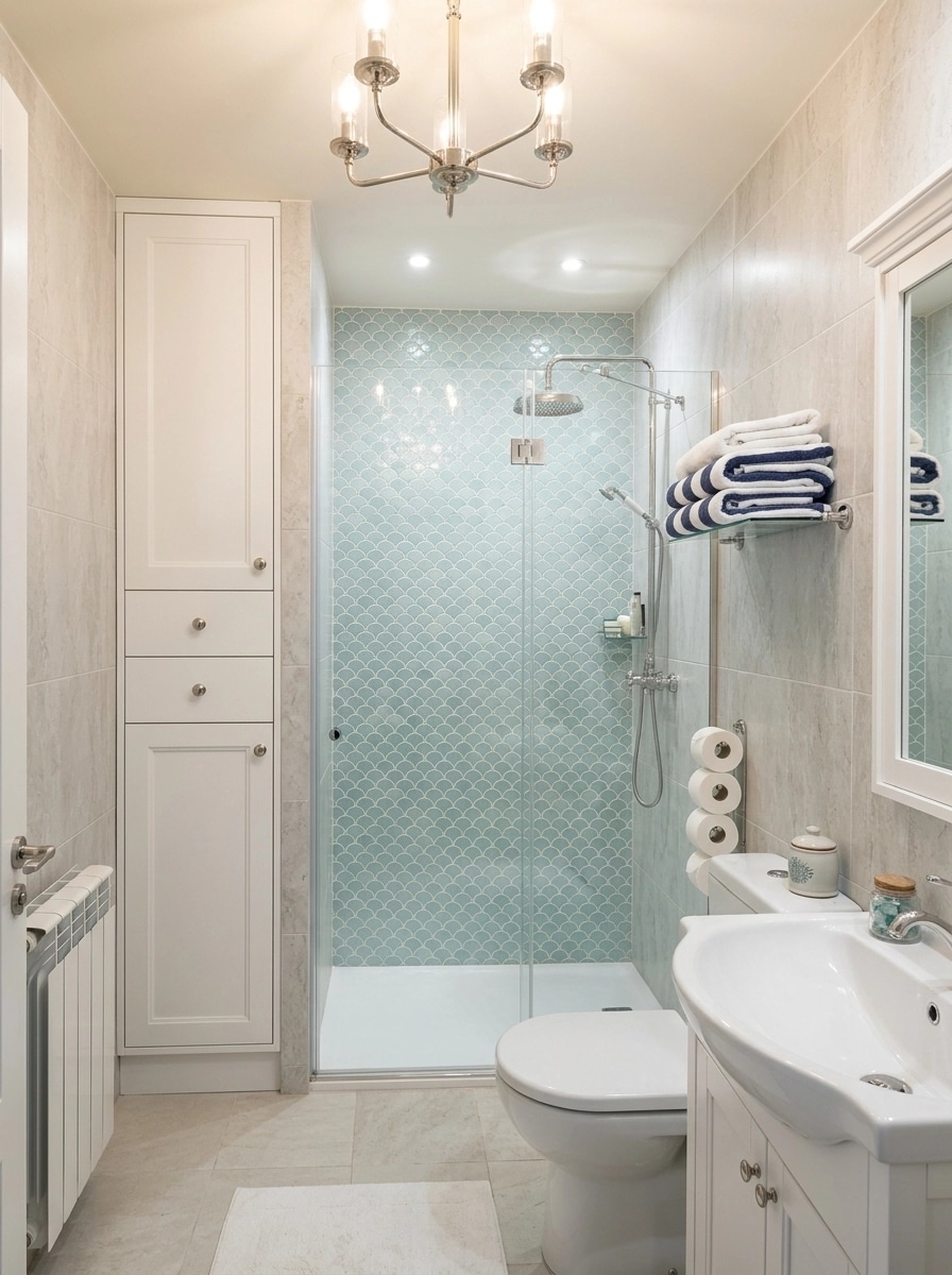 Bathroom interior in Coastal / Hamptons style — photo by GenRoom AI