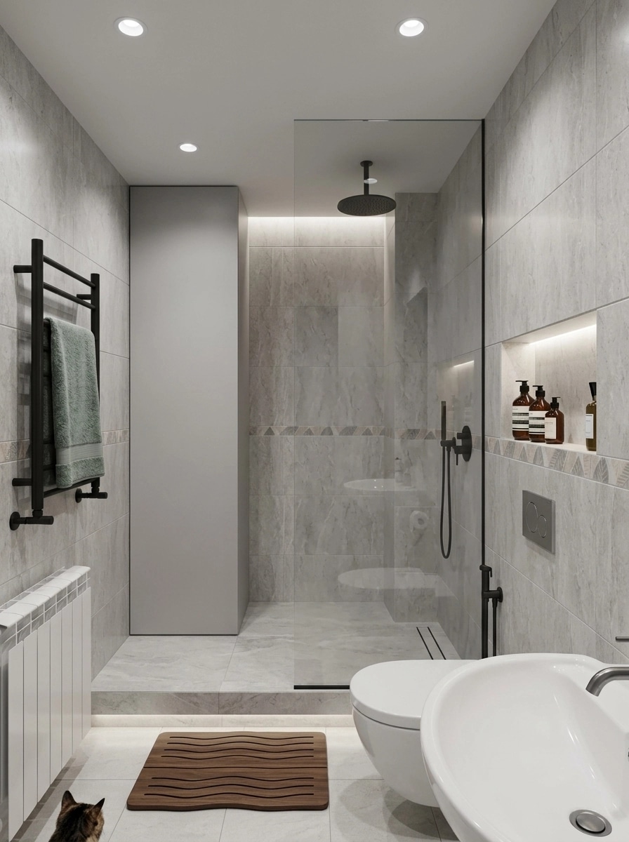 Bathroom interior in Minimalism style — photo by GenRoom AI