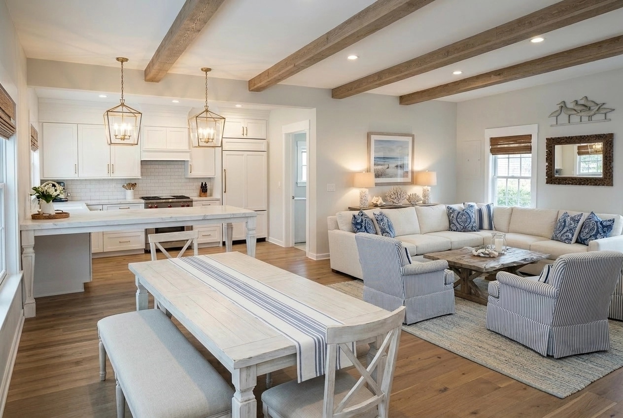 Interior design in Coastal / Hamptons style — Living Room by GenRoom AI