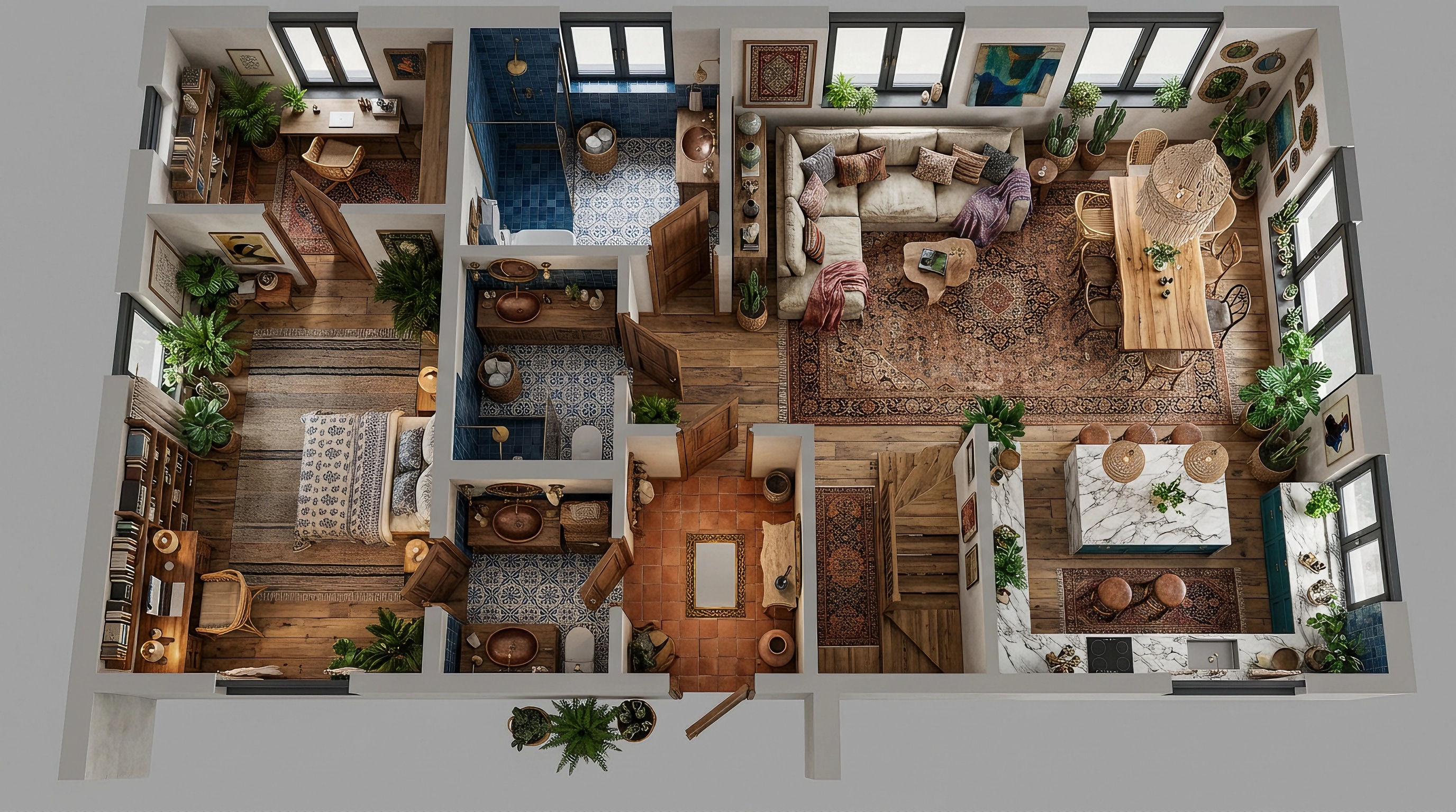 Interior design in Bohemian style — Living Room by GenRoom AI