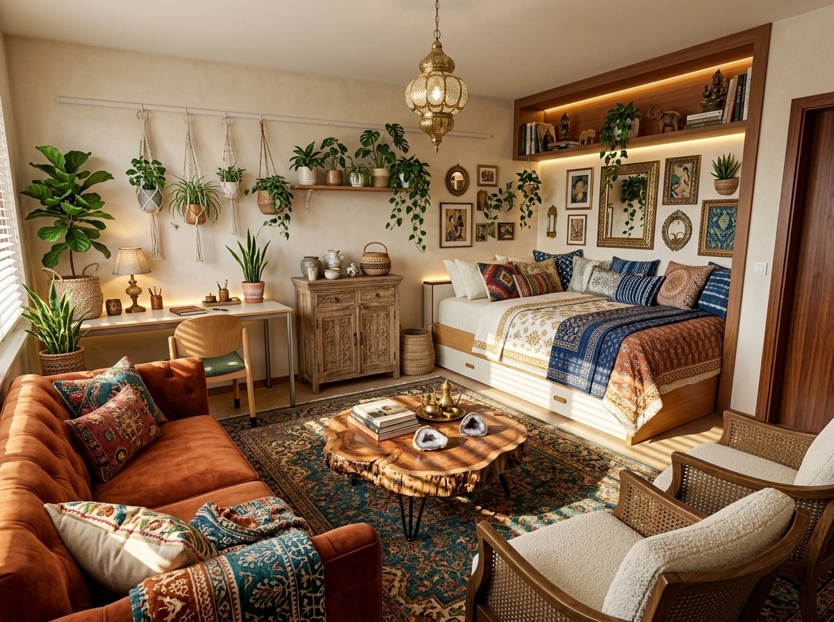 Interior design in Bohemian style — Living Room by GenRoom AI