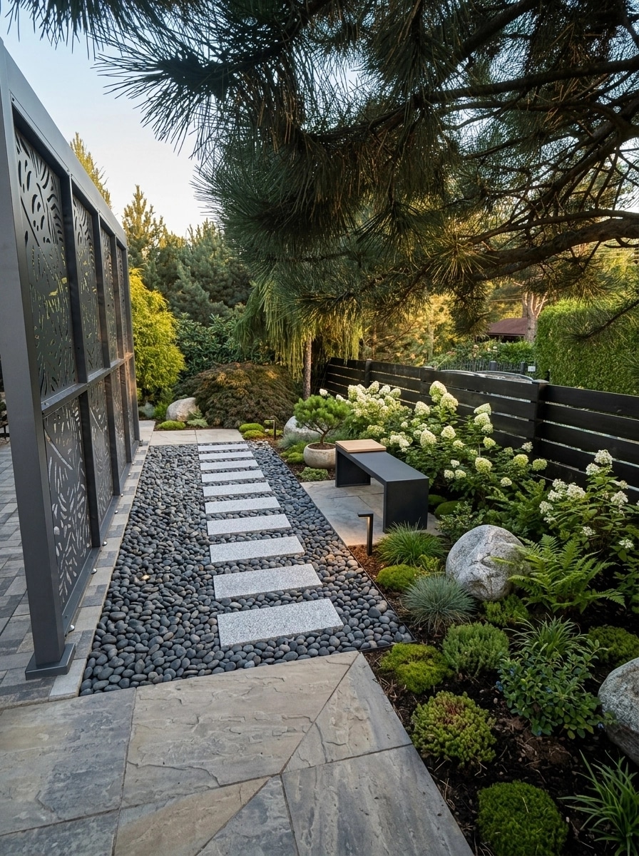 Landscape design in Scandinavian Garden style — Yard by GenRoom AI