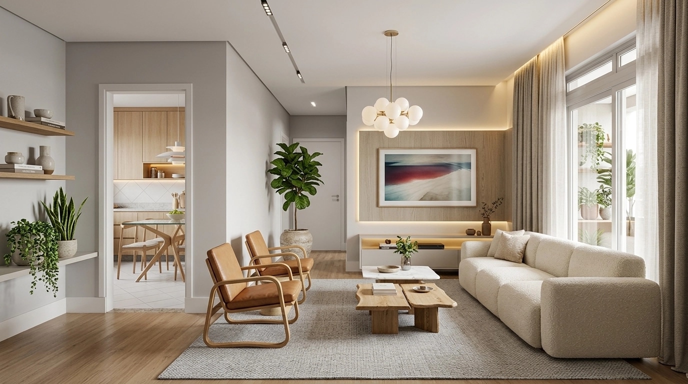 Interiördesign i stilen Scandinavian — Vardagsrum av GenRoom AI