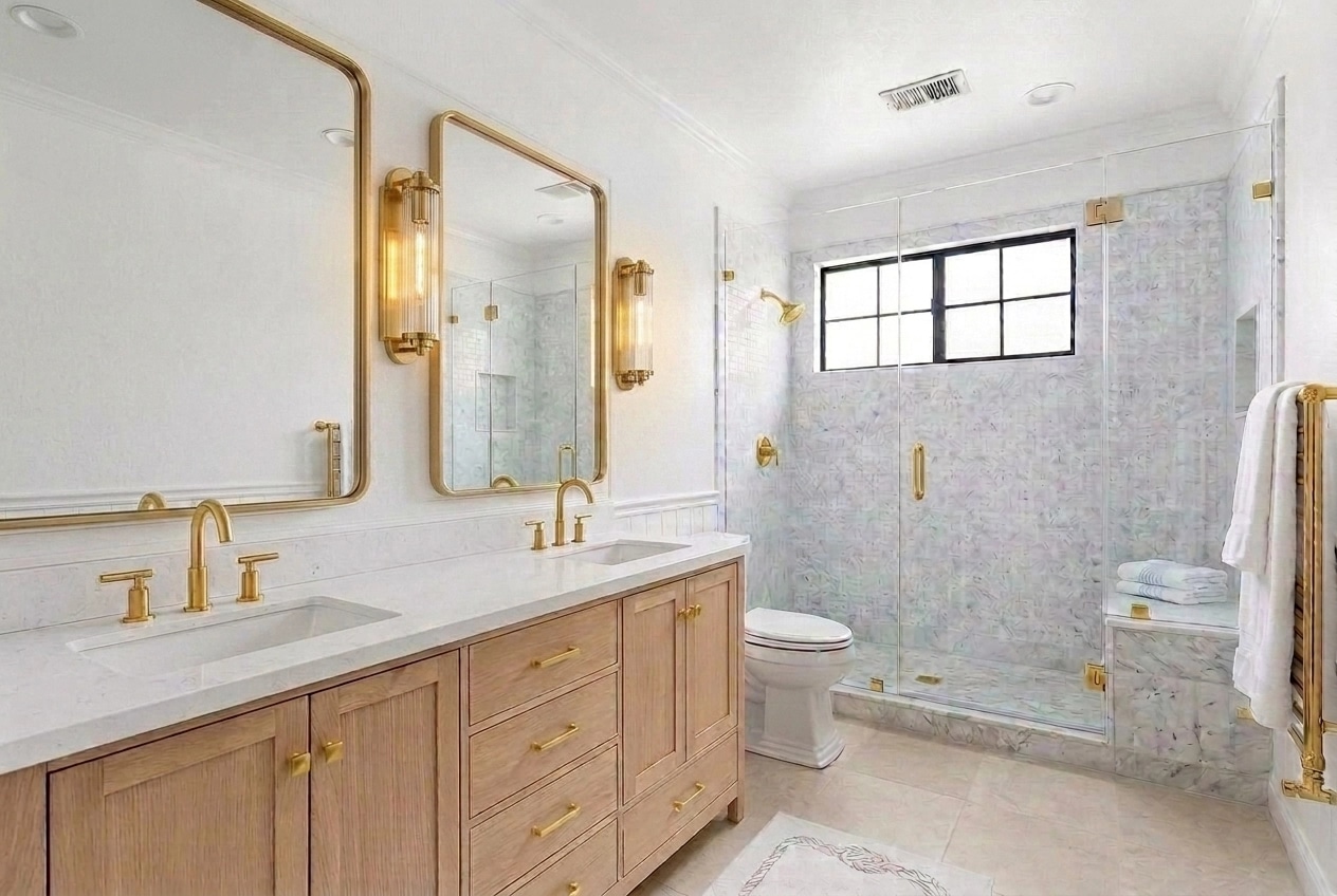 Interior desain di Coastal / Hamptons gaya — Kamar Mandi oleh GenRoom AI