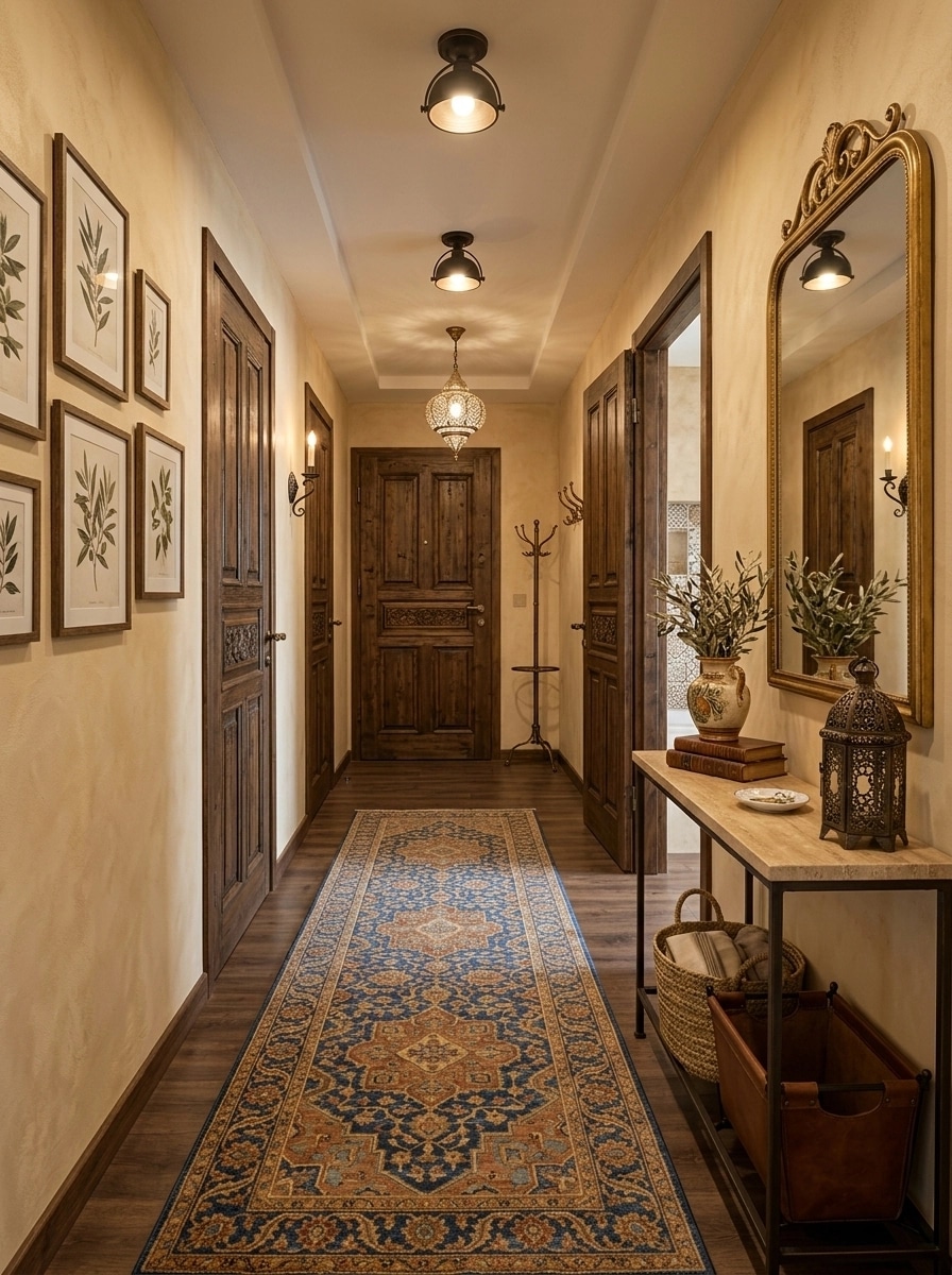 Hallway interior in Mediterranean style — photo by GenRoom AI