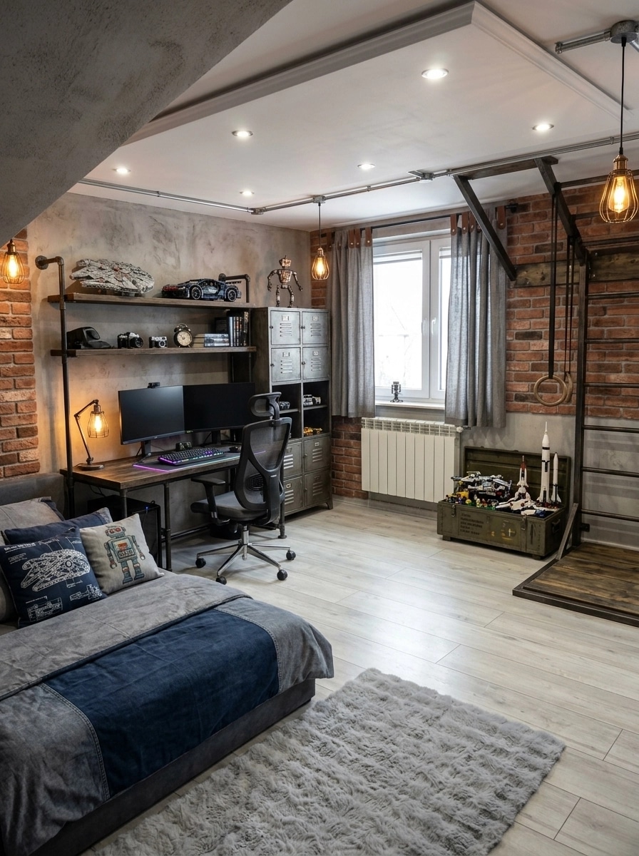 Interior design in Loft / Industrial style — Kids Room by GenRoom AI