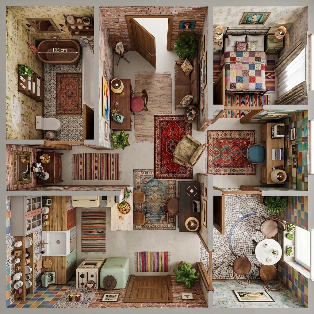 Design d'intérieur en style Eclectic — Salon par GenRoom AI