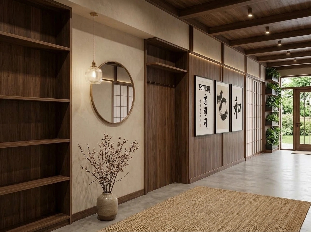 Hallway interior in Japandi style — photo by GenRoom AI