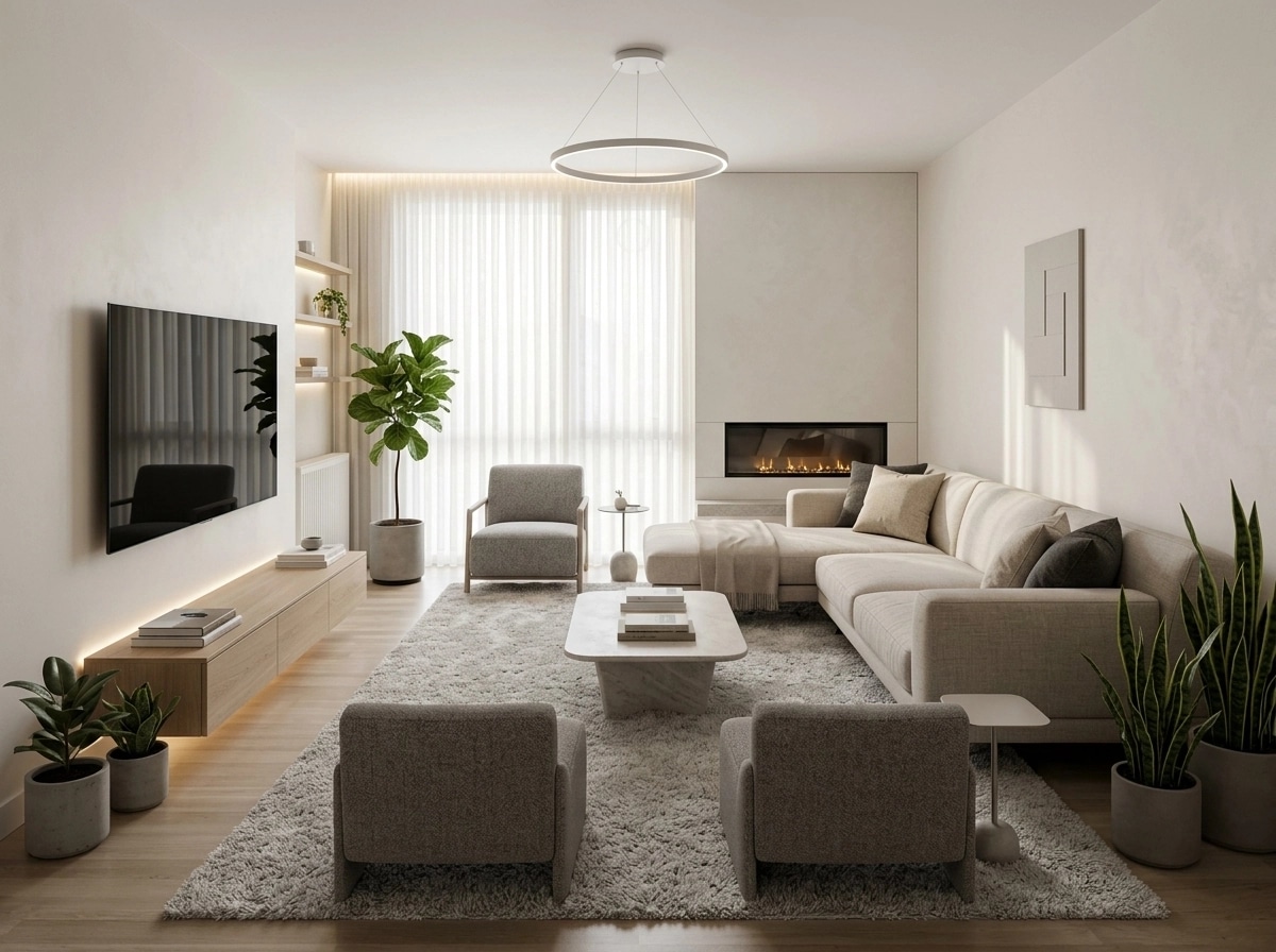 עיצוב פנים בסגנון סגנון Minimalism — סלון מאת GenRoom AI