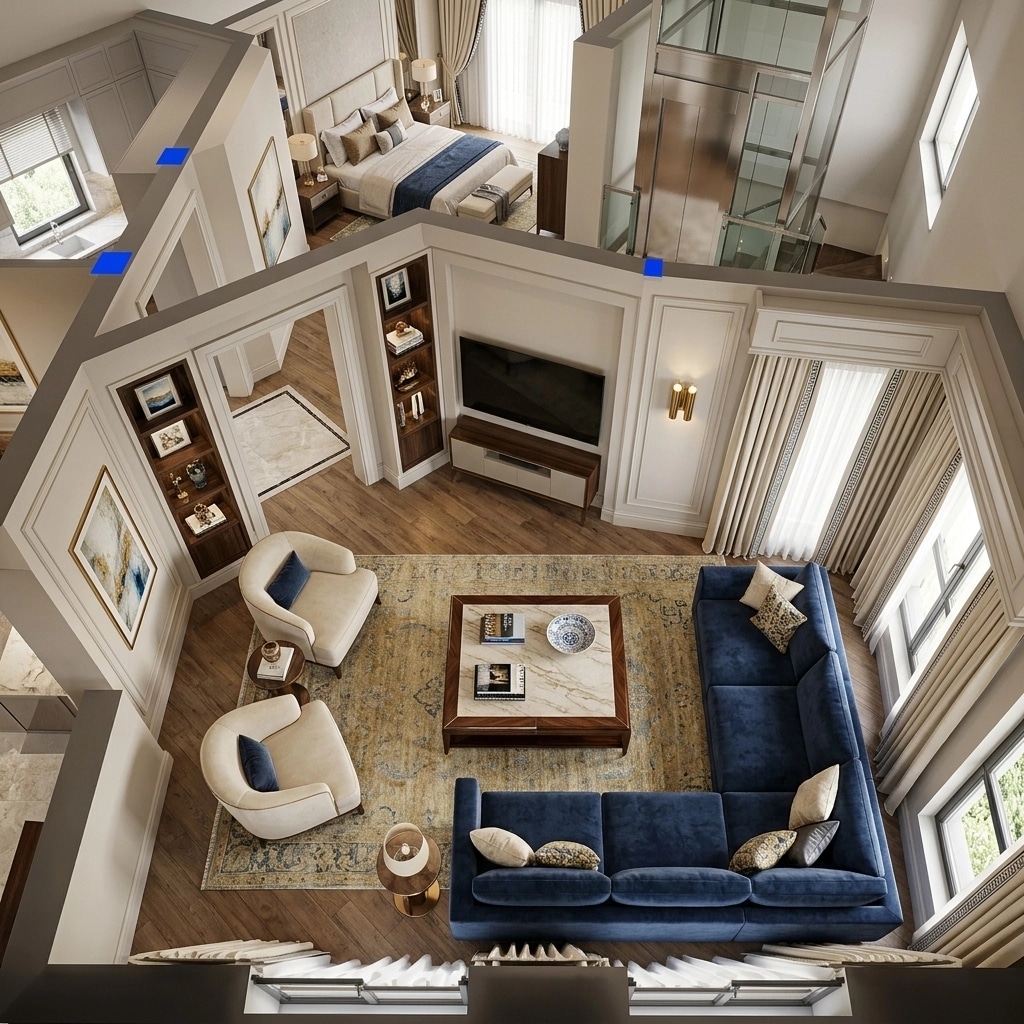 Transitional Living Room design — interior photo by GenRoom AI