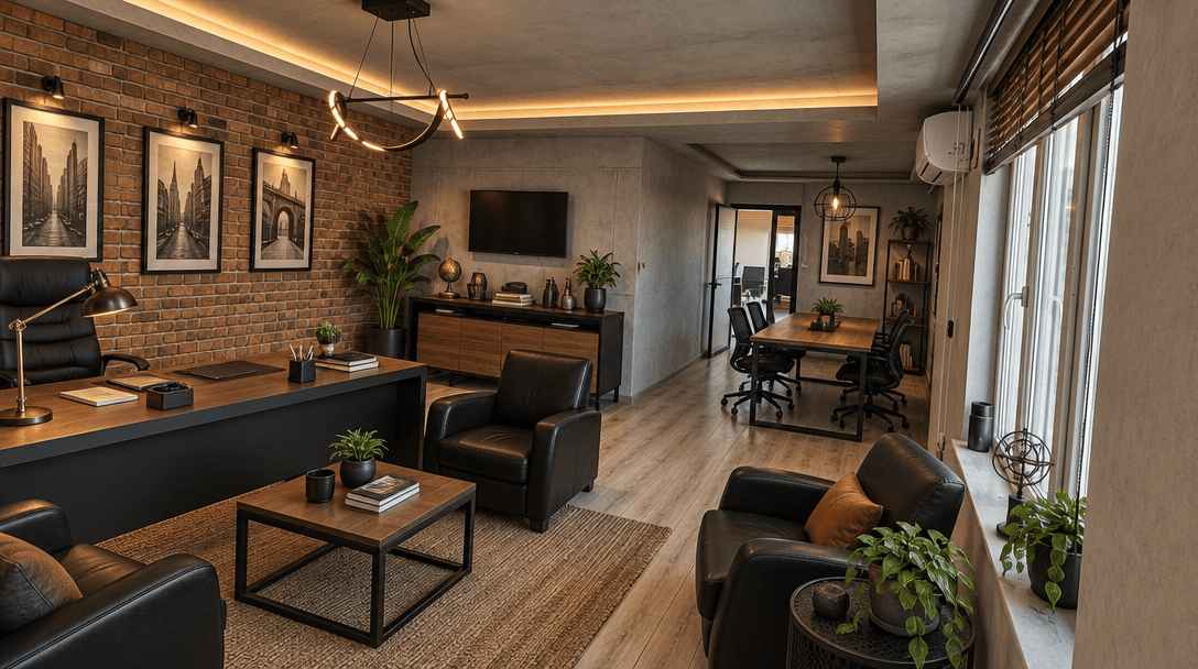 Office interior in Loft / Industrial style — photo by GenRoom AI