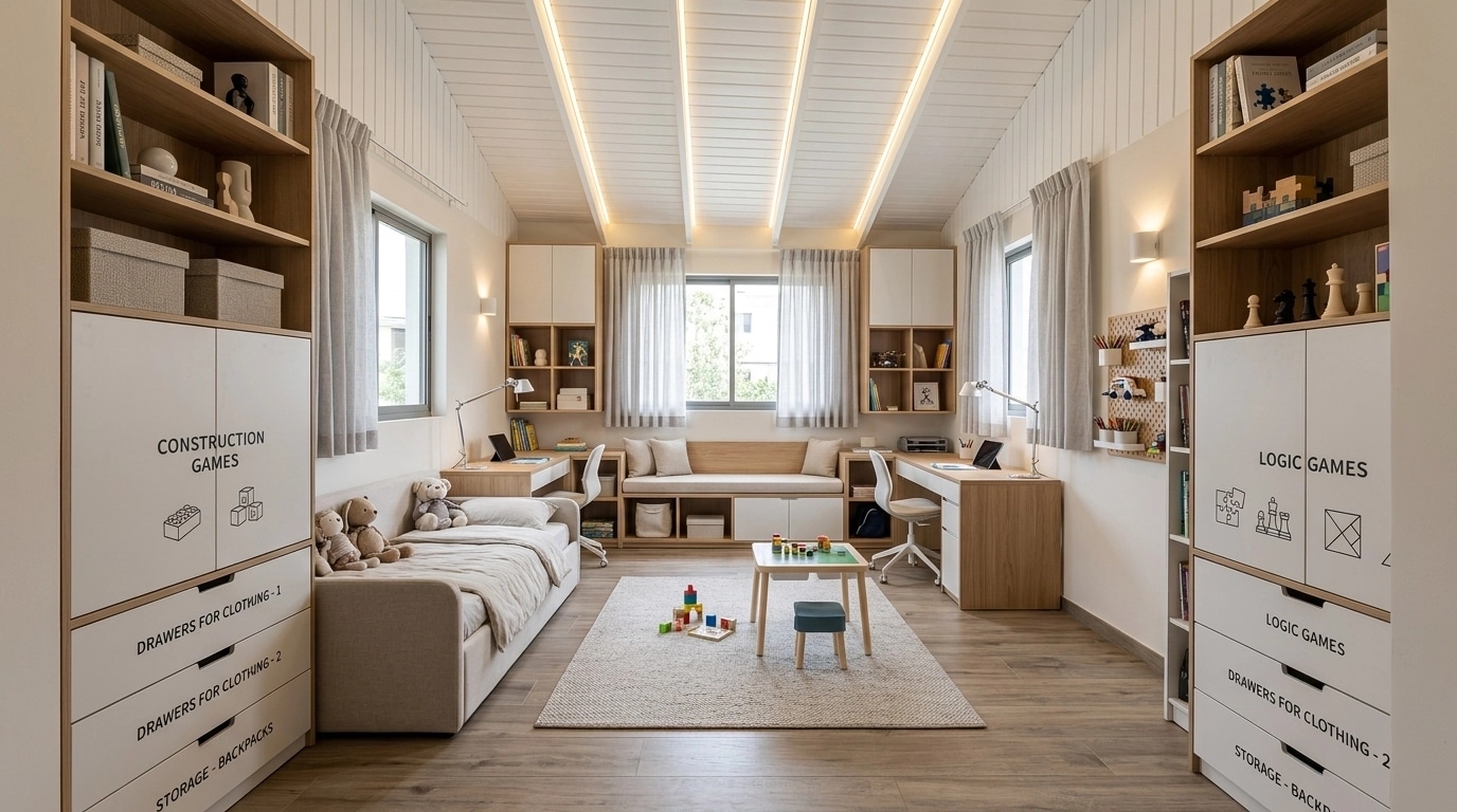 Contemporary Kids Room design — interior photo by GenRoom AI