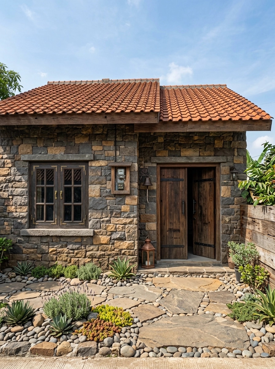 Innenraumdesign im Rustic-Stil — Fassade von GenRoom AI