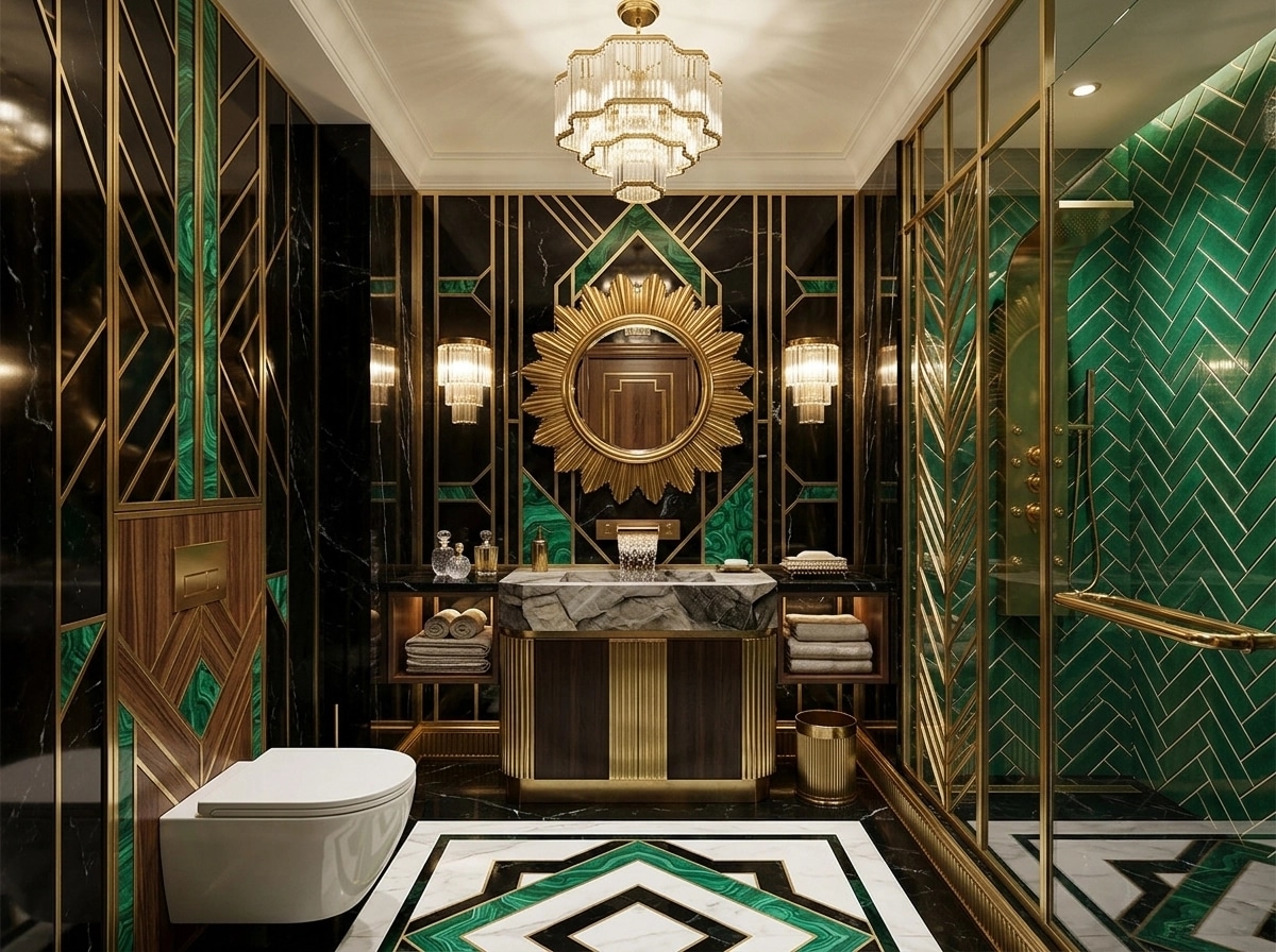 Design de interiores em estilo Art Deco — Banheiro por GenRoom AI