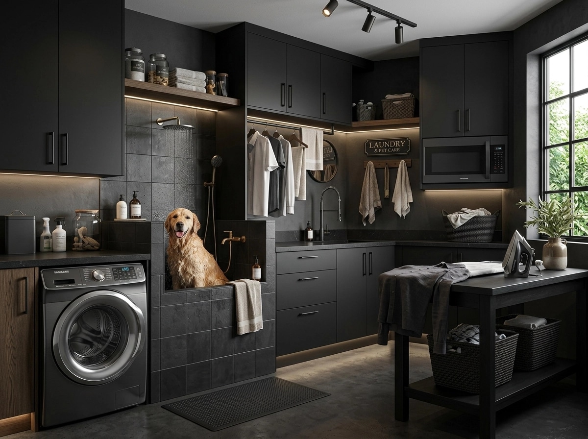 Interior design in Blacktec style — laundry by GenRoom AI