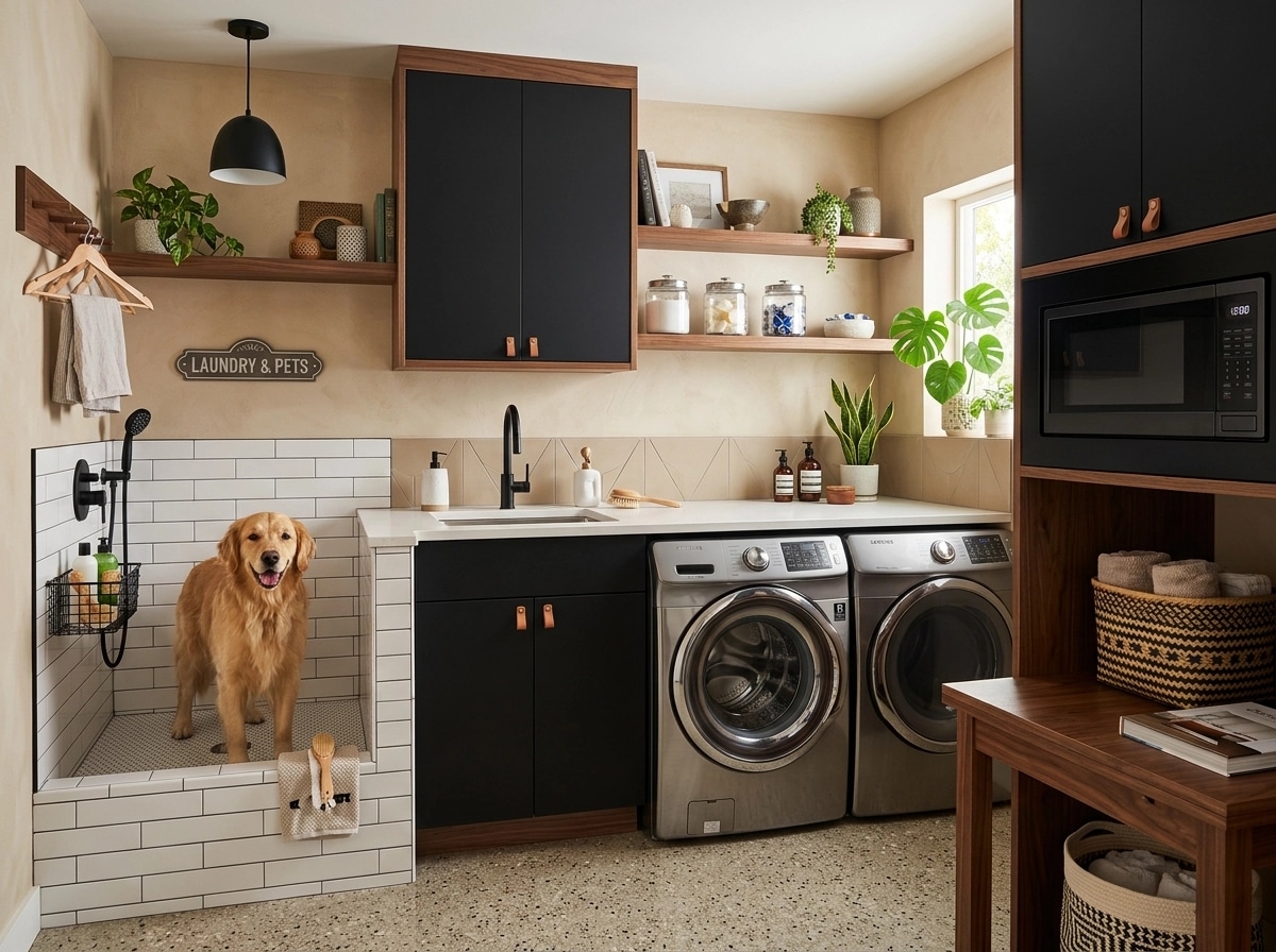 التصميم الداخلي بنمط Mid-Century Modern — laundry من GenRoom AI