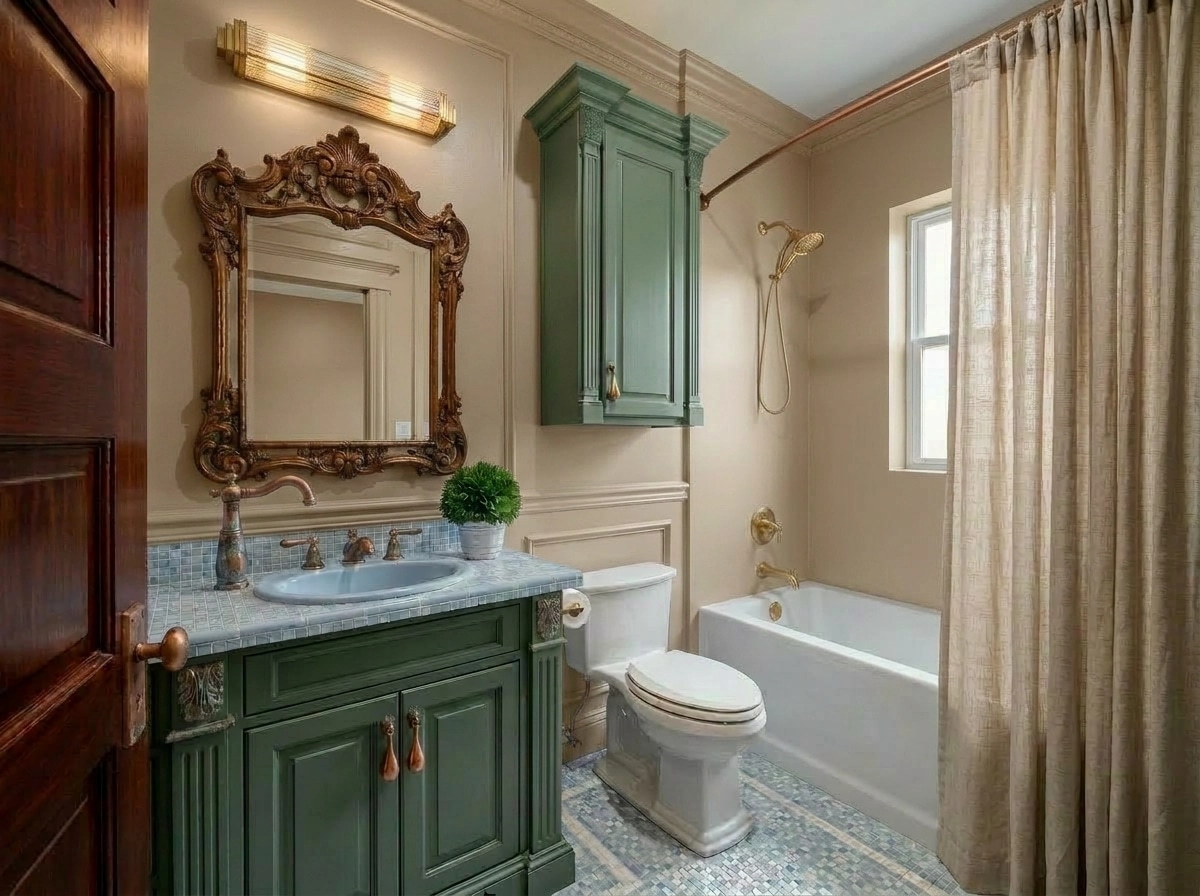 Bathroom interior in Neoclassic style — photo by GenRoom AI