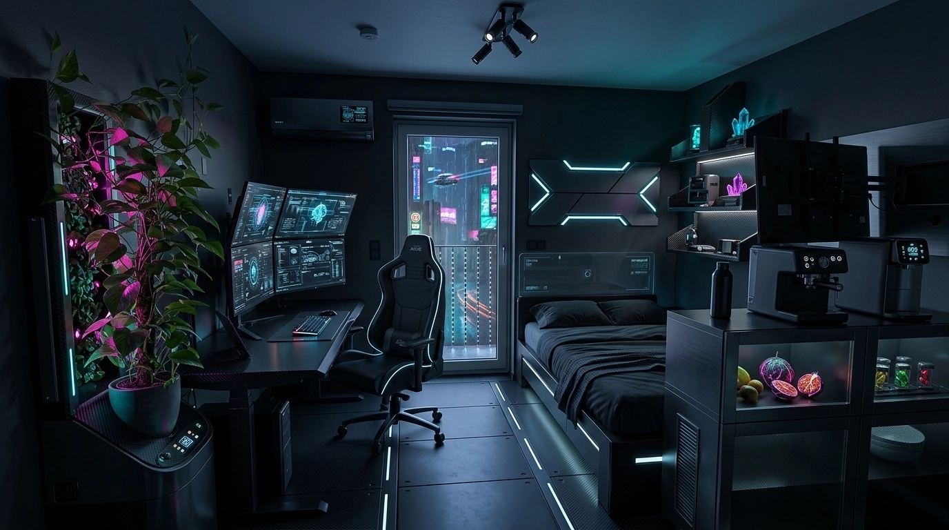 Design de interiores em estilo Blacktec — studio por GenRoom AI