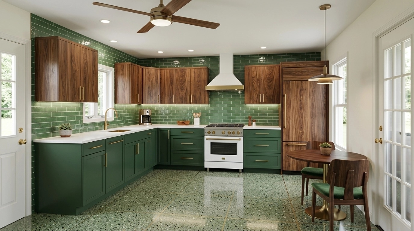 Interior design in Mid-Century Modern style — Kitchen by GenRoom AI