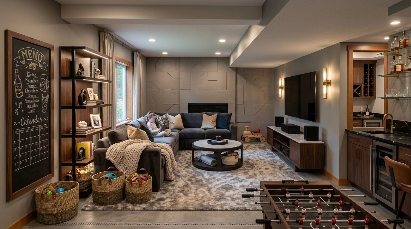 Interior design in Contemporary style — basement by GenRoom AI