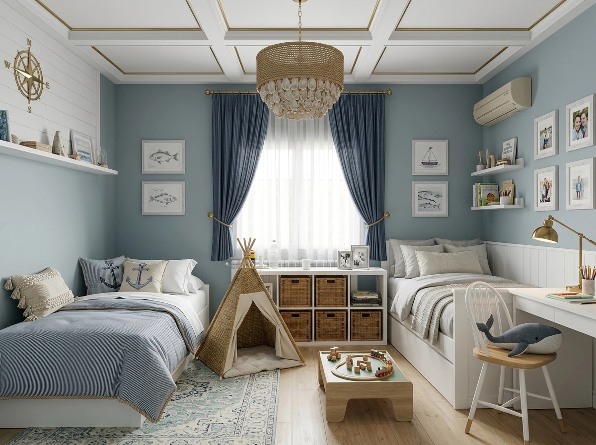 Interior design in Coastal / Hamptons style — Kids Room by GenRoom AI