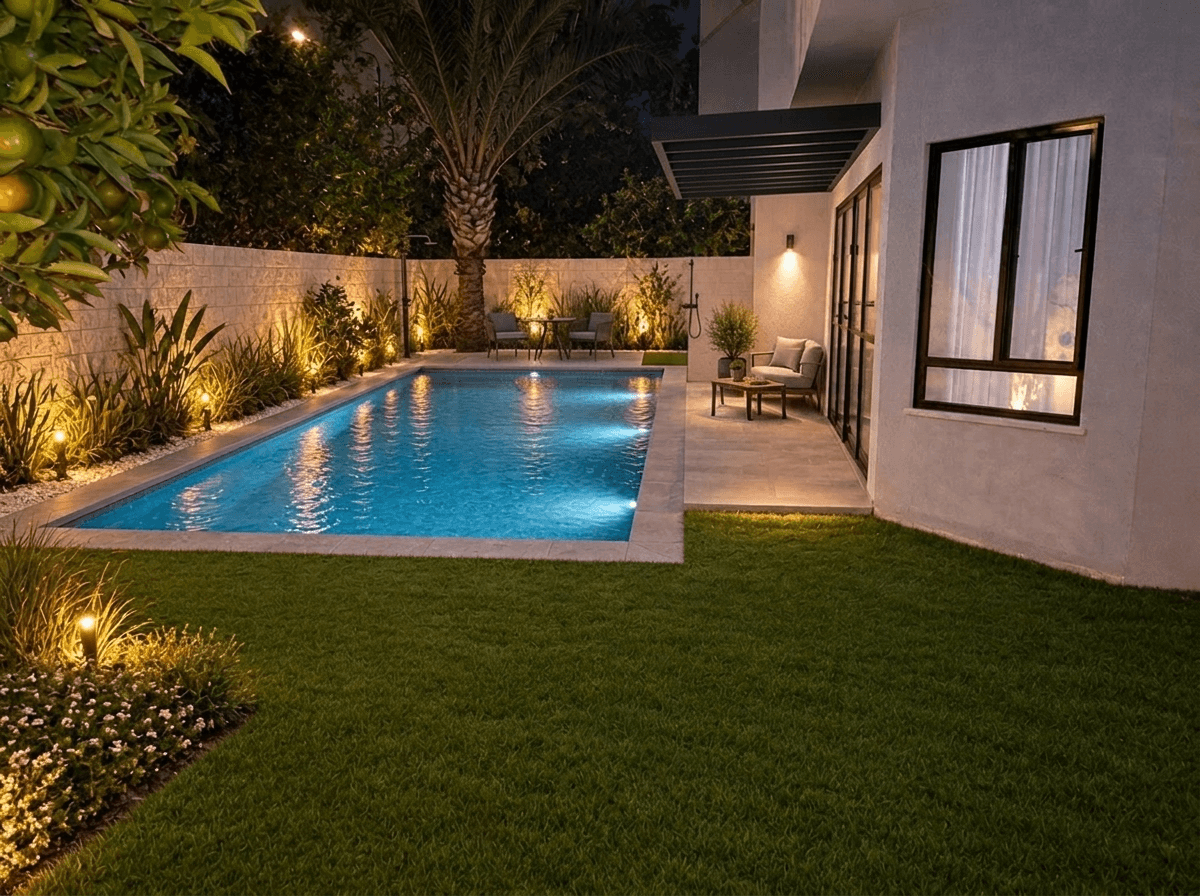 Design paisagístico em estilo Contemporary Yard — Jardim por GenRoom AI