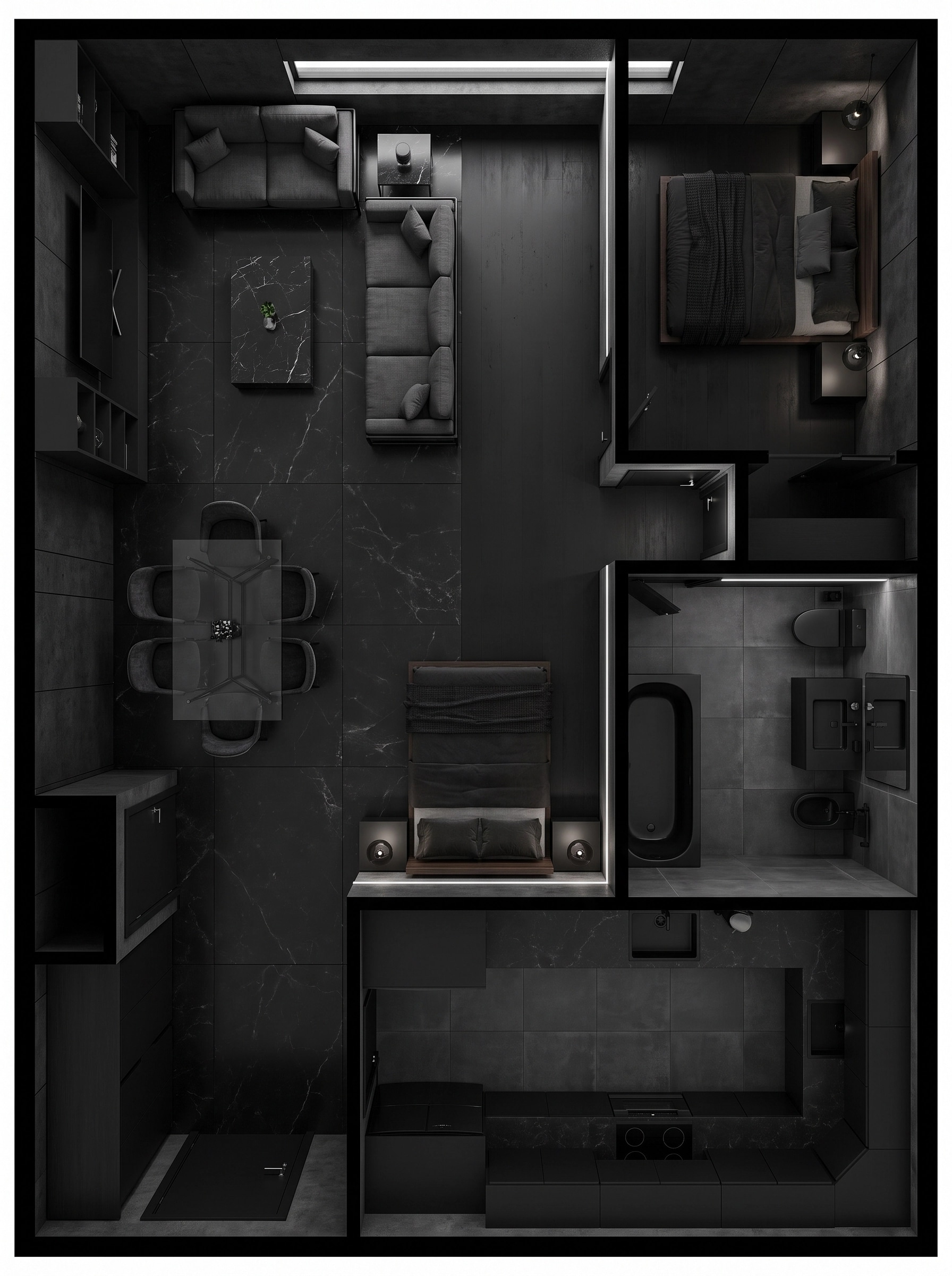 Interior design in Blacktec style — Living Room by GenRoom AI