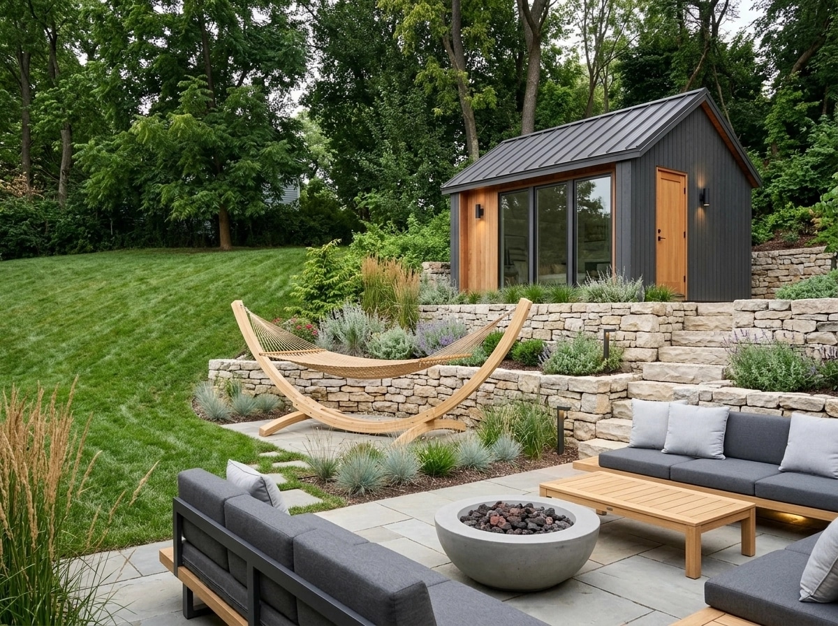 Landscape design in Scandinavian Garden style — Yard by GenRoom AI