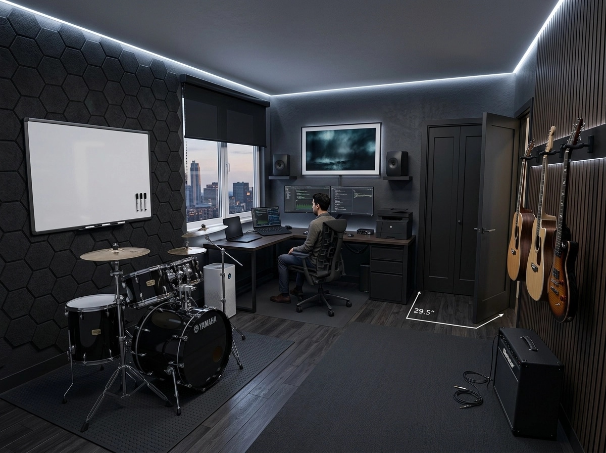 Design d'interni in stile Blacktec — home_office di GenRoom AI