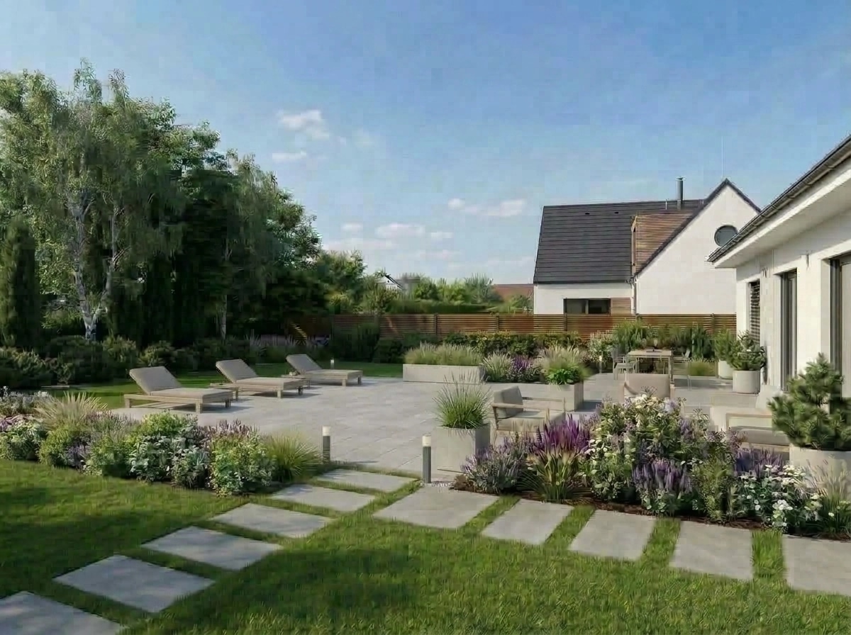 Landscape design in Scandinavian Garden style — Yard by GenRoom AI