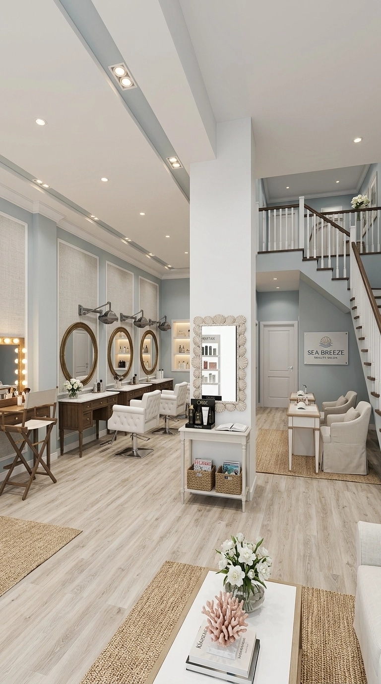 Interior design in Coastal / Hamptons style — beauty_salon by GenRoom AI