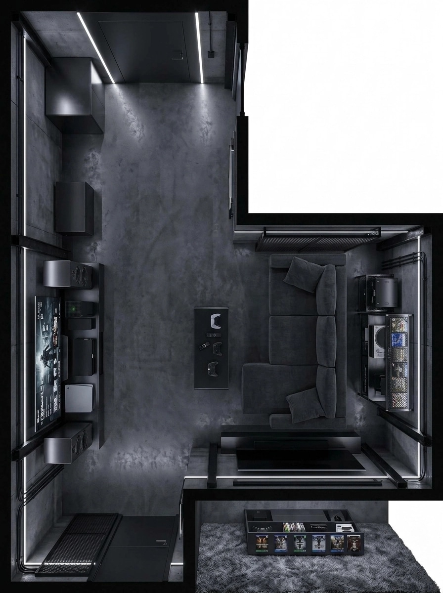 Blacktec Living Room design — interior photo by GenRoom AI