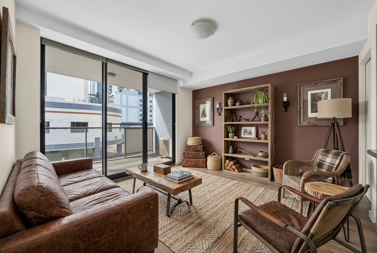 Rustic Living Room design — interior photo by GenRoom AI