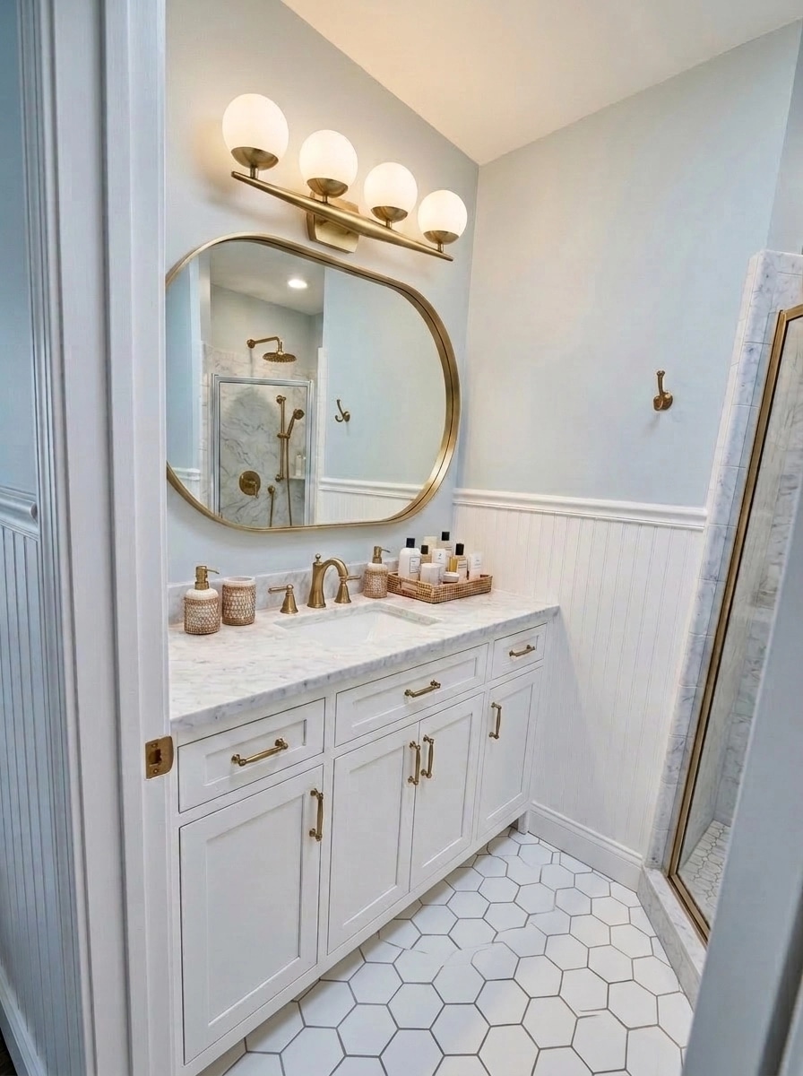 Interior design in Coastal / Hamptons style — Bathroom by GenRoom AI