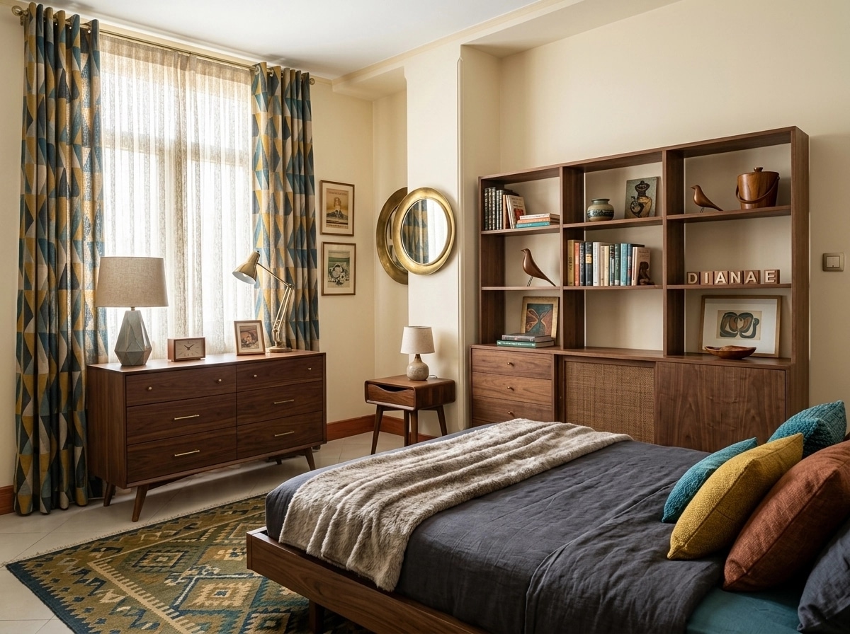 Interior design in Mid-Century Modern style — Bedroom by GenRoom AI