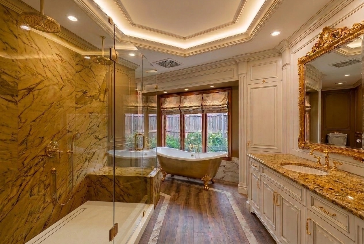 Bathroom interior in Neoclassic style — photo by GenRoom AI